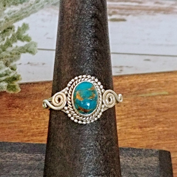 The Girl With Kaleidoscope Eyes Jewelry - Blue Copper Turquoise Sterling Ring